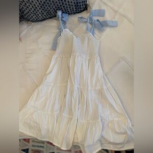 Altar'd State White and Light Blue Mini Dress